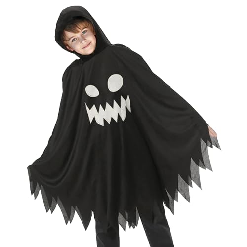 YueYue Geister Kostüm Kinder Gespenst Kostüm für Mädchen Jungen Baby Kleinkinder Halloween Kinder Geist Umhang mit Kapuze Leuchtendem für Cosplay Karneval Halloween Party Weiß (A, One Size) von YueYue