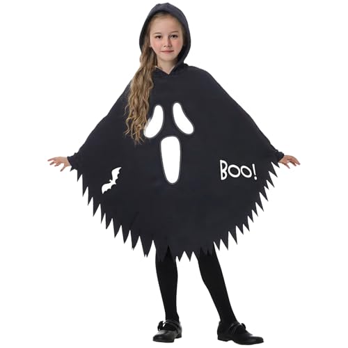 YueYue Geister Kostüm Kinder Gespenst Kostüm für Mädchen Jungen Baby Kleinkinder Halloween Kinder Geist Umhang mit Kapuze Leuchtendem für Cosplay Karneval Halloween Party Weiß (C, One Size) von YueYue
