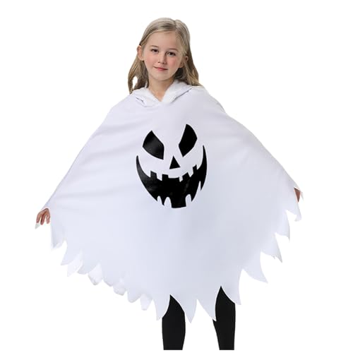 YueYue Geister Kostüm Kinder Gespenst Kostüm für Mädchen Jungen Baby Kleinkinder Halloween Kinder Geist Umhang mit Kapuze Leuchtendem für Cosplay Karneval Halloween Party Weiß (F, One Size) von YueYue