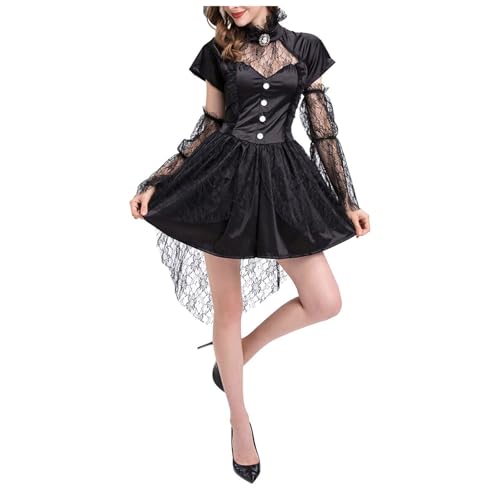 YueYue Halloween Cosplay Hexenkostüm Schwarzes Netz Spitzen Performance Kostüm Fotografie Kostüm Party Bühnen Performance Set Shinsou Cosplay Heldenkostüm (S) von YueYue