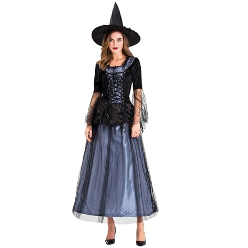 YueYue Halloween Hexenkostüm für Frauen Hexenkostüm mit schwarzem Hut | Kostüme für Frauen Kostüm plus Größe Cosplay-Outfit (M) von YueYue