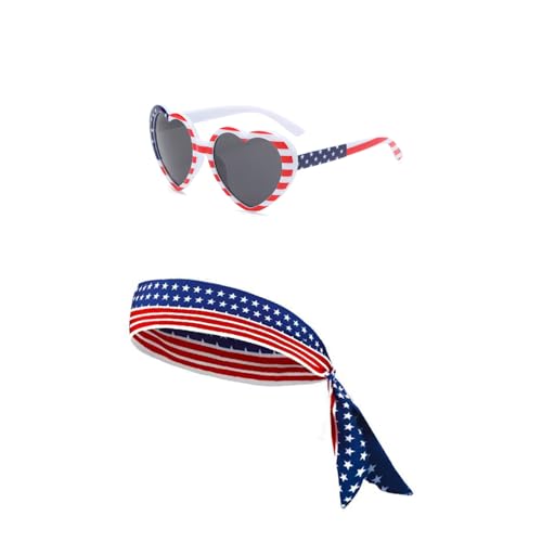 YueYueLoove Brille mit amerikanischer Flagge, 4. Juli, Brille für patriotische Unabhängigkeitstag, Party, Gedenktags-Dekoration, rot / blau / weiß, Medium von YueYueLoove