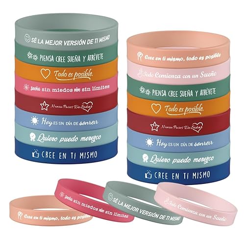 Yuecda Motivationsarmbänder Inspirierende Sprüche Silikon Armbänder, Motivationsgeschenke für Teenager, Schüler, Kollegen (40 Stück-Spanischer Text) von Yuecda