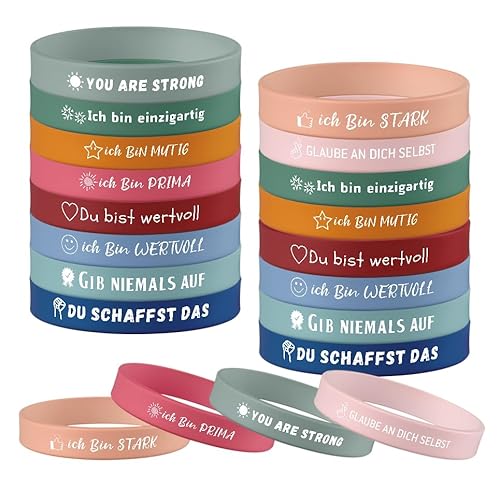 Yuecda Motivationsarmbänder Inspirierende Sprüche Silikon Armbänder, Motivationsgeschenke für Teenager, Schüler, Kollegen (60) von Yuecda