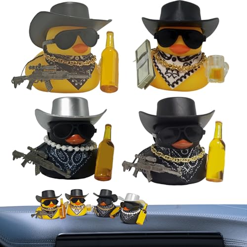 Yuecjian Ente für , Armaturenbrett-Ornament, lustiges Sammlerstück, Cowboy-Enten für Auto, Schreibtisch, Bücherregal, Display, Party, Babyparty, Esstisch, Nachttisch, Schwimmbad von Yuecjian