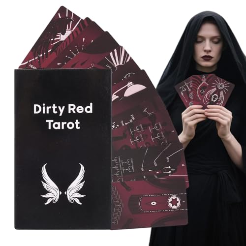 Yuecjian Tarotkarten | Einzigartige Tarotkarten – Orakel mit positivem rotem Thema, 10,7 x 6 cm, für spirituelles Leseabenteuer, tägliche Wahrsagen-Astrologie von Yuecjian