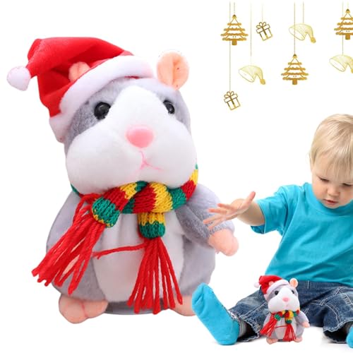 Yuecjian Wiederholung Spielzeug - Soundaufnahme interaktives Plüschhamsterspielzeug | Automatische Schüttelfrost -Kopf -Plüsch -Puppe mit und Schal Elektronisch Haustier für Familienspiel Nacht von Yuecjian