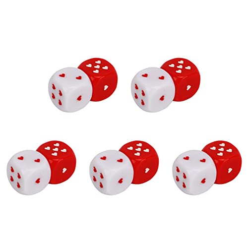 Rote und weiße undurchsichtige Würfel,5-Paar Polyedrische Würfel D6 Würfel Dice Spielwürfel Kunststoff-Mehrspieler-Sweetheart-Würfel-Methoden for Tischspiele von Yuecoom