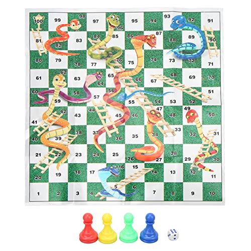 Yuecoom Internationales Schachbrett-Set, Verschleißfest, Lustiges Schachbrett-Set aus Kunststoff, Traditionelle Familienbrettspiele Für Puzzle-Schachspiele(Snakes Ladders) von Yuecoom