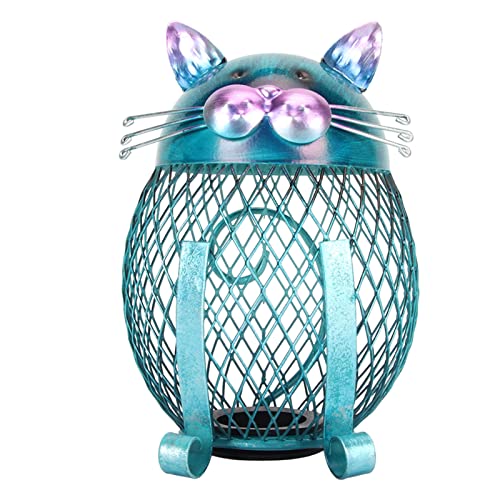 Yuecoom Metall Cat Schweinehereise sichtbare handgefertigte niedliche Tiergeldbank mit unterer Abdeckung für Wohnzimmerdekoration von Yuecoom