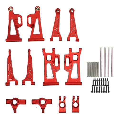 Yuecoom RC-Metall-Upgrade-Teile-Kit, Aluminium-Vorder-Hinter-Schwingen-Lenkbecher-Upgrade-Zubehör-Kit Für Mjx 1/14 RC-Auto(Rot) von Yuecoom