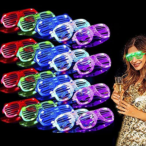 Yuehuamech Neonbrille, 12pcs LED leuchtende Brille Shutterbrille Blinkende Sonnenbrille in the Dark Brille für Kinder Erwachsene Rave Happy Silvester Party Weihnachten Halloween von Yuehuamech