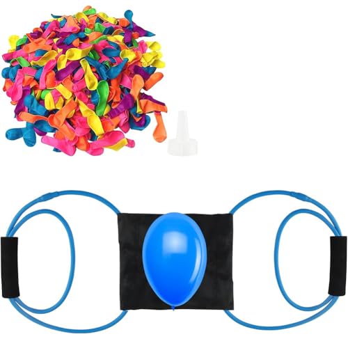 Yuelulala Wasserballonwerfer, 1 Wasserballon Katapult mit 200 Wasserballons, Wasserballons Spiel für Erwachsene Spiele im Freien, Sommerpartys Poolspaß (Blau)(A152-200) von Yuelulala