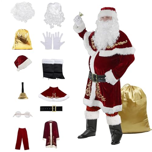 Yuemeuy Herren Weihnachtsmann-Kostüm, Weihnachtsmann-Cosplay-Set - 12X Weihnachts-Cosplay-Weihnachtsmann-Anzug-Set | Bequemes Weihnachtsmann-Outfit für Erwachsene für Heiligabend, Halloween-Party Yuemeuy Herren Weihnachtsmann-Kostüm, Weihnachtsmann-Cosplay-Set - 12X Weihnachts-Cosplay-Weihnachtsmann-Anzug-Set | Bequemes Weihnachtsmann-Outfit für Erwachsene für Heiligabend, Halloween-Party von Yuemeuy
