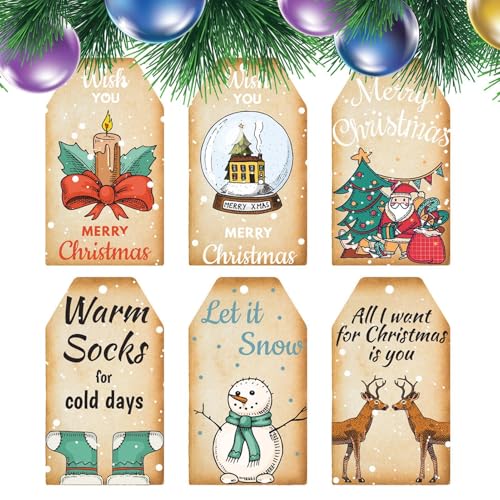 Yuemeuy Weihnachtsgeschenkanhänger mit Schnur, Anhänger 60 Stück Weihnachtsanhänger Dekoration Weihnachtsbaumschmuck | Weihnachtsdekorationsanhänger, Weihnachtsbänder für Yuemeuy Weihnachtsgeschenkanhänger mit Schnur, Anhänger 60 Stück Weihnachtsanhänger Dekoration Weihnachtsbaumschmuck | Weihnachtsdekorationsanhänger, Weihnachtsbänder für von Yuemeuy
