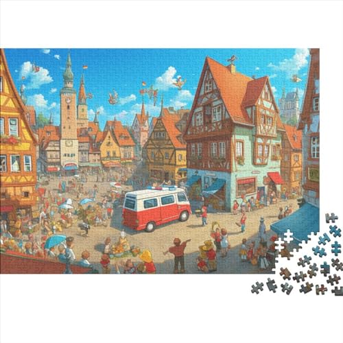 Small Town Life Puzzlespiele Für Erwachsene 300 Teile Puzzlespiele Für Erwachsene Herausforderndes Spiel 300pcs (40x28cm) von Yuerxhaa