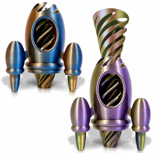 Yueser Impossible Cone, 2 Stück 3D Printed Raketen Spirale Anti Stress Spielzeug Fidget Toys Adhs Sensorik Spielzeug Physik Spiral Cone Fidget Toy für Stressabbau Coole für Kinder Erwachsene Geschenk von Yueser