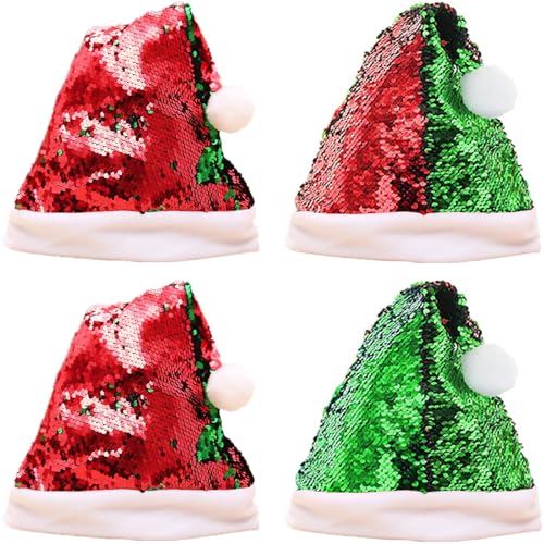 Yueser Weihnachtsmütze Pailletten, 4Stück Weihnachtsmützen Erwachsene Weihnachtsmütze Weihnachts Mütze Weihnachtsmann Mütze Nikolausmütze Erwachsene Weihnachtshut Glänzende Santa Mütze für Weihnachten Yueser Weihnachtsmütze Pailletten, 4Stück Weihnachtsmützen Erwachsene Weihnachtsmütze Weihnachts Mütze Weihnachtsmann Mütze Nikolausmütze Erwachsene Weihnachtshut Glänzende Santa Mütze für Weihnachten von Yueser