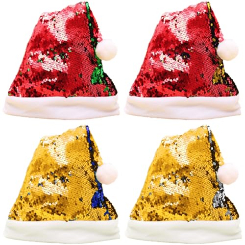 Yueser Weihnachtsmütze Pailletten, 4Stück Weihnachtsmützen Erwachsene Weihnachtsmütze Weihnachts Mütze Weihnachtsmann Mütze Nikolausmütze Erwachsene Weihnachtshut Glänzende Santa Mütze für Weihnachten Yueser Weihnachtsmütze Pailletten, 4Stück Weihnachtsmützen Erwachsene Weihnachtsmütze Weihnachts Mütze Weihnachtsmann Mütze Nikolausmütze Erwachsene Weihnachtshut Glänzende Santa Mütze für Weihnachten von Yueser