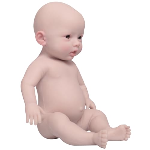 Yuewen 18,5 Zoll Voll Silikon Neugeborene Baby Puppe Nicht Vinyl Weiche Lebensechte Reborn Puppe Präsent Sammelbar Waschbar (Beige) von Yuewen
