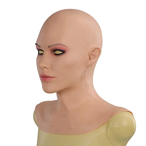 Yuewen Europäische Schönheit Mädchen Maske Realistische handgemachte Silikon Kopf Maske für Cosplay Party (Weibliches Gesicht, Beige) von Yuewen