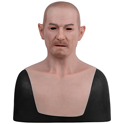 Yuewen Realistische Silikon Mann Gesichtsmaske Halloween Silikon Kopf Tragen Maske Halloween Cosplay (L, Beige) von Yuewen