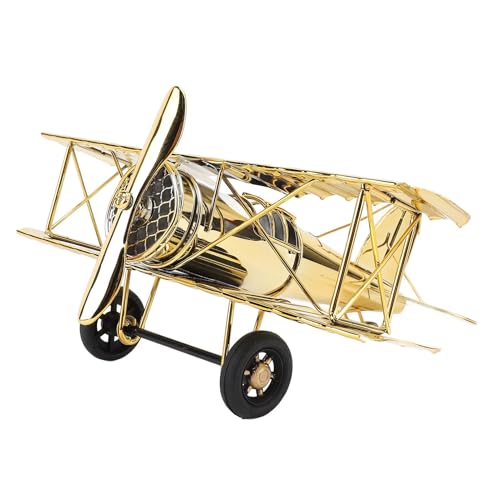 Yuezhongoo Vintage Air Toy Flugzeugflugzeug, Metall -Vintage -Flugzeug, Gold -Metall -Flugzeug -Spielzeugverzierung Retro -Flugzeugmodell für Home Office Desktop Haltflugzeug ation, (Gold Plated) von Yuezhongoo
