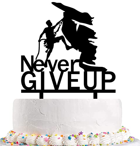 Kuchenaufsatz mit Klettermotiv, Kuchendekoration für Kletterbegeisterte, Always Remember to Never Give Up Kuchendekoration, glitzernder schwarzer Acryl-Kuchenaufsatz Kuchenaufsatz mit Klettermotiv, Kuchendekoration für Kletterbegeisterte, Always Remember to Never Give Up Kuchendekoration, glitzernder schwarzer Acryl-Kuchenaufsatz von Yuezoloz