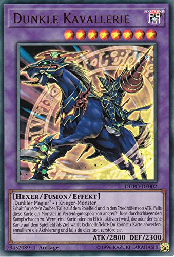 DUPO-DE002 - Dunkle Kavallerie - Ultra Rare - Yu-Gi-Oh - Deutsch - 1. Auflage im Set mit Ultra Pro Toploader und Ultra Pro Schutzhülle (Klarsicht) von Yugioh! TCG