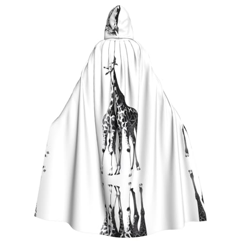 Yugtaee Afrikanische Giraffe bedruckter Halloween-Umhang mit Kapuze für Erwachsene, für Rollenspiele, Bühnenkostüme, Partys, pflegeleicht Yugtaee Afrikanische Giraffe bedruckter Halloween-Umhang mit Kapuze für Erwachsene, für Rollenspiele, Bühnenkostüme, Partys, pflegeleicht von Yugtaee