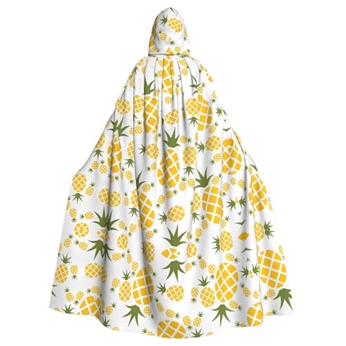 Yugtaee Ananas-bedruckter Halloween-Umhang mit Kapuze für Erwachsene, für Rollenspiele, Bühnenkostüme, Partys, pflegeleicht Yugtaee Ananas-bedruckter Halloween-Umhang mit Kapuze für Erwachsene, für Rollenspiele, Bühnenkostüme, Partys, pflegeleicht von Yugtaee