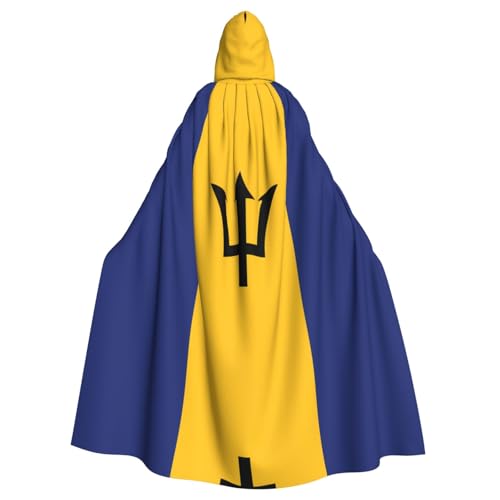Yugtaee Barbados bedruckter Halloween-Umhang mit Kapuze für Erwachsene, für Rollenspiele, Bühnenkostüme, Partys, pflegeleicht von Yugtaee