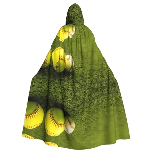 Yugtaee Baseball-Umhang mit Kapuze, Motiv: Gras, Baseball, bedruckt, Halloween, Erwachsene, für Rollenspiele, Bühnenkostüme, Partys, pflegeleicht von Yugtaee