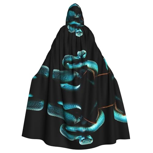 Yugtaee Blauer Schlangen-bedruckter Halloween-Umhang mit Kapuze für Erwachsene, für Rollenspiele, Bühnenkostüme, Partys, pflegeleicht Yugtaee Blauer Schlangen-bedruckter Halloween-Umhang mit Kapuze für Erwachsene, für Rollenspiele, Bühnenkostüme, Partys, pflegeleicht von Yugtaee