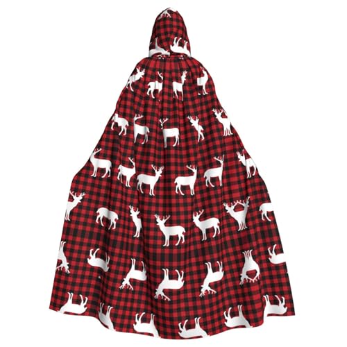 Yugtaee Buffalo Plaid Hirsch gedruckt Halloween Erwachsene Kapuzenumhang Umhang für Rollenspiele, Bühnenkostüme, Partys, pflegeleicht Yugtaee Buffalo Plaid Hirsch gedruckt Halloween Erwachsene Kapuzenumhang Umhang für Rollenspiele, Bühnenkostüme, Partys, pflegeleicht von Yugtaee