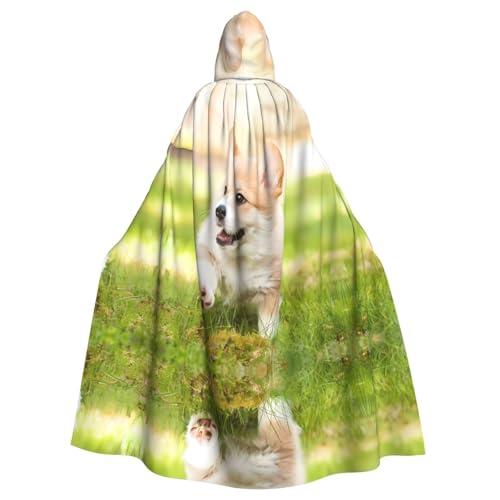 Yugtaee Corgi Welpe bedruckter Halloween-Umhang mit Kapuze für Erwachsene, für Rollenspiele, Bühnenkostüme, Partys, pflegeleicht Yugtaee Corgi Welpe bedruckter Halloween-Umhang mit Kapuze für Erwachsene, für Rollenspiele, Bühnenkostüme, Partys, pflegeleicht von Yugtaee