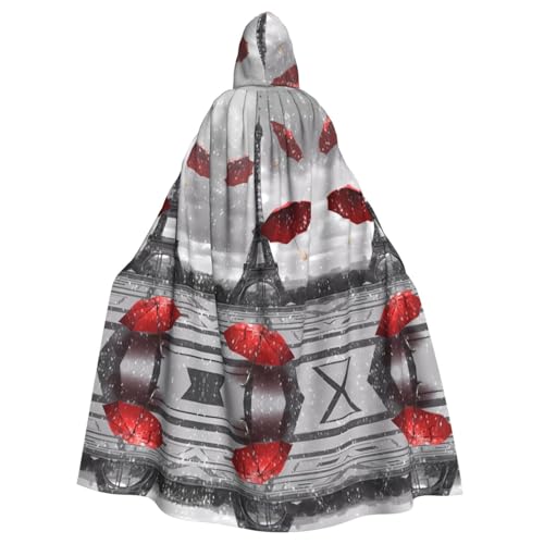 Yugtaee Eiffelturm mit rotem Regenschirm, bedruckt, Halloween, Erwachsenen-Kapuzenumhang für Rollenspiele, Bühnenkostüme, Partys, pflegeleicht Yugtaee Eiffelturm mit rotem Regenschirm, bedruckt, Halloween, Erwachsenen-Kapuzenumhang für Rollenspiele, Bühnenkostüme, Partys, pflegeleicht von Yugtaee