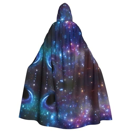 Yugtaee Galaxie-bedruckter Halloween-Umhang für Erwachsene, mit Kapuze, für Rollenspiele, Bühnenkostüme, Partys, pflegeleicht von Yugtaee