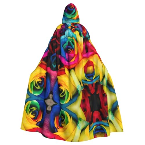 Yugtaee Halloween-Umhang mit Regenbogen-Rose, bedruckt, mit Kapuze, für Rollenspiele, Bühnenkostüme, Partys, pflegeleicht Yugtaee Halloween-Umhang mit Regenbogen-Rose, bedruckt, mit Kapuze, für Rollenspiele, Bühnenkostüme, Partys, pflegeleicht von Yugtaee