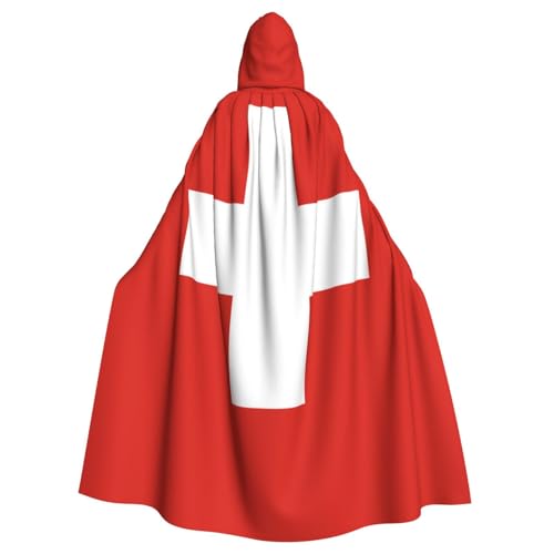Yugtaee Halloween-Umhang mit Schweizer Flagge, bedruckt, mit Kapuze, für Rollenspiele, Bühnenkostüme, Partys, pflegeleicht Yugtaee Halloween-Umhang mit Schweizer Flagge, bedruckt, mit Kapuze, für Rollenspiele, Bühnenkostüme, Partys, pflegeleicht von Yugtaee