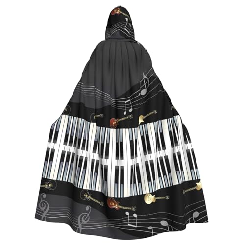 Yugtaee Kapuzenumhang mit Gitarre, Klaviermuster, bedruckt, Halloween, Erwachsene, für Rollenspiele, Bühnenkostüme, Partys, pflegeleicht Yugtaee Kapuzenumhang mit Gitarre, Klaviermuster, bedruckt, Halloween, Erwachsene, für Rollenspiele, Bühnenkostüme, Partys, pflegeleicht von Yugtaee