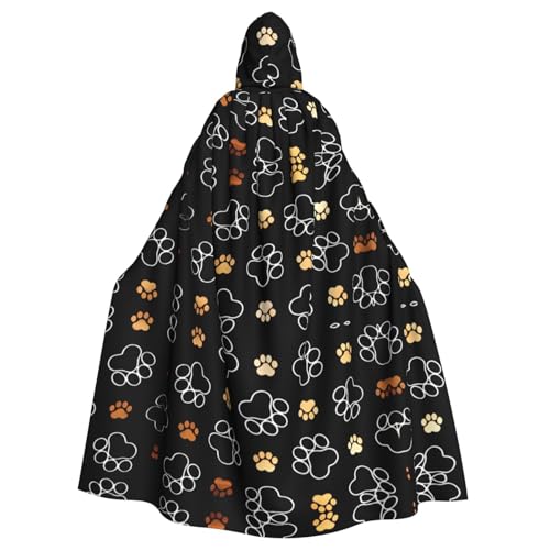 Yugtaee Kapuzenumhang mit Hundepfotenabdruck, bedruckt, Halloween, Erwachsene, für Rollenspiele, Bühnenkostüme, Partys, pflegeleicht Yugtaee Kapuzenumhang mit Hundepfotenabdruck, bedruckt, Halloween, Erwachsene, für Rollenspiele, Bühnenkostüme, Partys, pflegeleicht von Yugtaee