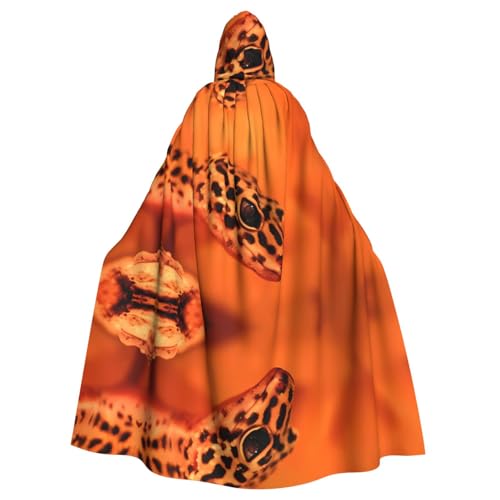 Yugtaee Leopardenmuster, kleiner Gecko, bedruckt, Halloween, Erwachsenen-Kapuzenumhang für Rollenspiele, Bühnenkostüme, Partys, pflegeleicht Yugtaee Leopardenmuster, kleiner Gecko, bedruckt, Halloween, Erwachsenen-Kapuzenumhang für Rollenspiele, Bühnenkostüme, Partys, pflegeleicht von Yugtaee