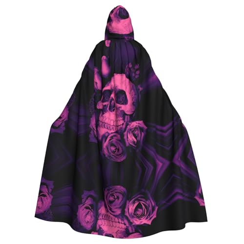 Yugtaee Lila Totenköpfe und Rosen bedruckter Halloween-Umhang für Erwachsene, Kapuzenumhang für Rollenspiele, Bühnenkostüme, Partys, pflegeleicht Yugtaee Lila Totenköpfe und Rosen bedruckter Halloween-Umhang für Erwachsene, Kapuzenumhang für Rollenspiele, Bühnenkostüme, Partys, pflegeleicht von Yugtaee