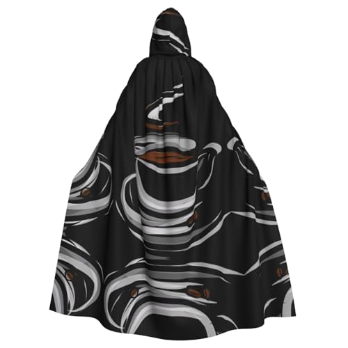 Yugtaee Mit Kaffeetasse und Kaffeebohnen, bedruckt, Halloween, Erwachsenen-Kapuzenumhang für Rollenspiele, Bühnenkostüme, Partys, pflegeleicht Yugtaee Mit Kaffeetasse und Kaffeebohnen, bedruckt, Halloween, Erwachsenen-Kapuzenumhang für Rollenspiele, Bühnenkostüme, Partys, pflegeleicht von Yugtaee