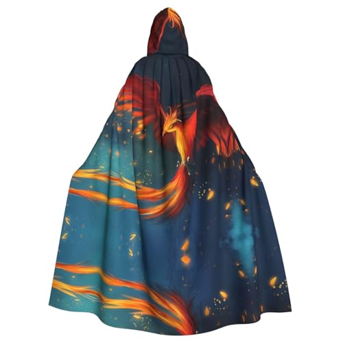 Yugtaee Orange-roter Phoenix-bedruckter Halloween-Umhang mit Kapuze für Erwachsene, für Rollenspiele, Bühnenkostüme, Partys, pflegeleicht Yugtaee Orange-roter Phoenix-bedruckter Halloween-Umhang mit Kapuze für Erwachsene, für Rollenspiele, Bühnenkostüme, Partys, pflegeleicht von Yugtaee