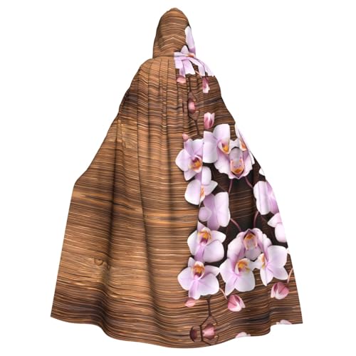 Yugtaee Orchideenblumen-bedruckter Halloween-Umhang mit Kapuze für Erwachsene, für Rollenspiele, Bühnenkostüme, Partys, pflegeleicht Yugtaee Orchideenblumen-bedruckter Halloween-Umhang mit Kapuze für Erwachsene, für Rollenspiele, Bühnenkostüme, Partys, pflegeleicht von Yugtaee