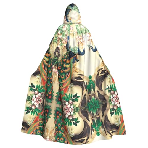 Yugtaee Orientalischer Pfau auf Blumenbaum, bedruckt, Halloween, Erwachsenen-Kapuzenumhang für Rollenspiele, Bühnenkostüme, Partys, pflegeleicht Yugtaee Orientalischer Pfau auf Blumenbaum, bedruckt, Halloween, Erwachsenen-Kapuzenumhang für Rollenspiele, Bühnenkostüme, Partys, pflegeleicht von Yugtaee