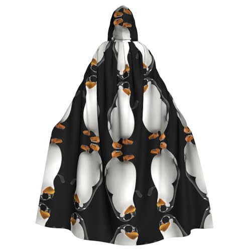 Yugtaee Pinguin mit Brille, bedruckt, Halloween, Erwachsenen-Kapuzenumhang für Rollenspiele, Bühnenkostüme, Partys, pflegeleicht Yugtaee Pinguin mit Brille, bedruckt, Halloween, Erwachsenen-Kapuzenumhang für Rollenspiele, Bühnenkostüme, Partys, pflegeleicht von Yugtaee