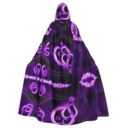 Yugtaee Purple Love bedruckter Halloween-Umhang mit Kapuze für Rollenspiele, Bühnenkostüme, Partys, pflegeleicht Yugtaee Purple Love bedruckter Halloween-Umhang mit Kapuze für Rollenspiele, Bühnenkostüme, Partys, pflegeleicht von Yugtaee
